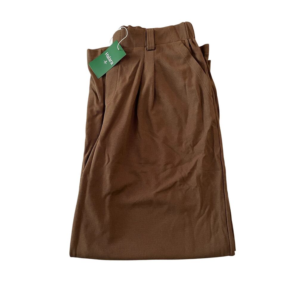 Halara Flex™ Waffle Work Trousers NWT Size S Brown High-Waisted Wide-Leg Pants - Picture 3 of 4